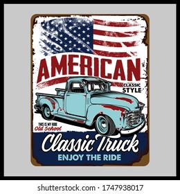 “american classic truck" was created with vector format Can be used for digital printing and screen printing