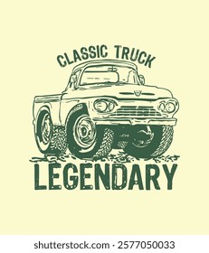 The classic truck is legendary with a big body, vector line art illustration,
very good for application to screen printing t-shirts, posters, etc.