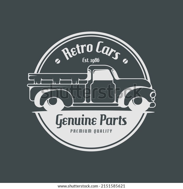 Classic Truck Logo Badge Concept Vector. Retro\
Vehicle Logo Design\
Concept