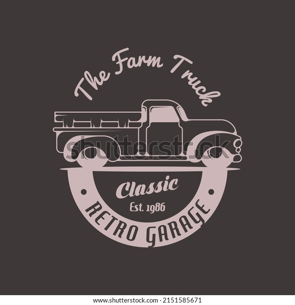 Classic Truck Logo Badge Concept Vector. Retro\
Vehicle Logo Design\
Concept