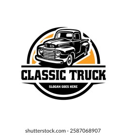 Classic truck logo vector isolated. Circle badge logo design