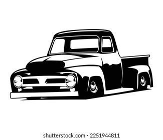 classic truck panel silhouette silhouette. isolated white background view from side. best for trucking industry, badge concept logo vector. available eps 10.