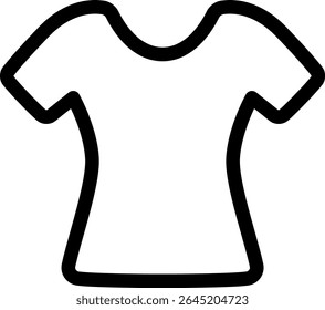 Classic T-shirt Design: A clean, modern outline of a stylish T-shirt, perfect for representing simplicity in fashion, clothing, and style.
