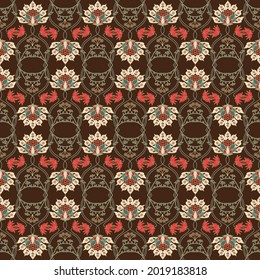 classic turkish ornamental art noveau floral geometric vintage seamless pattern