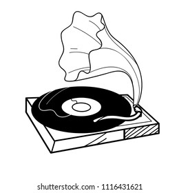 Classic Turntable, Communication Icon in line art