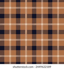 Classic tweed plaid style pattern. Geometric check print in brown and blue color. Classical English background Glen plaid for textile fashion design.