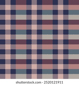 Padrão de estilo reproduzido em tweed clássico. Impressão de cheque geométrico em cor rosa e azul. Fundo clássico Inglês Glen xadrez para design de moda têxtil, camisas de velo ou roupas de cozinha