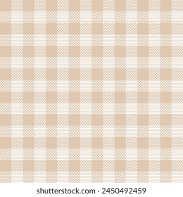 Classic tweed tartan plaid style pattern. Geometric check print in beige color. Classical English background Glen plaid for textile fashion design.