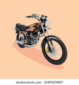 Classic Two Stroke Men's Motorcycle Motorbike Colorful Detailed Vector