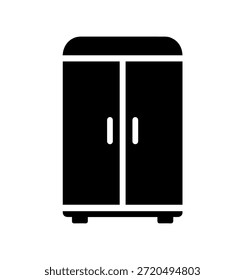 Ícone de vetor de silhueta de guarda-roupa de duas portas clássico para móveis de quarto e conceitos de armazenamento de roupas