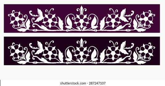 classic two-tone floral frieze on dark background white flowers