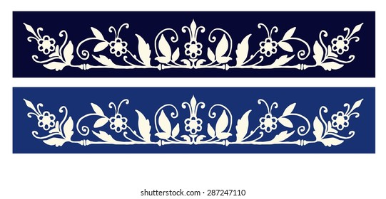 classic two-tone floral frieze on dark background white flowers