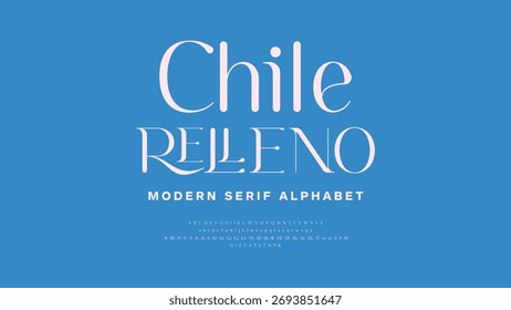 Tipografía clásica llamada Chile Relleno. Alfabeto Serif moderno