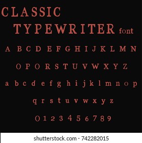 Classic typewriter font  - Red Vector Font