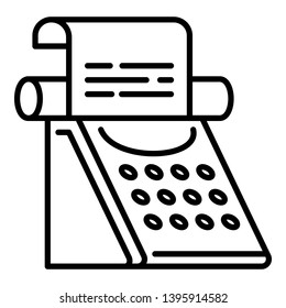 Classic typewriter icon. Outline classic typewriter vector icon for web design isolated on white background