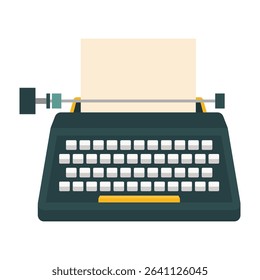Classic typewriter with paper. Flat Vector Icon Illustration