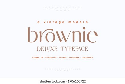 Classic typography elegant. Lettering Deluxe Typeface Designs. Alphabet uppercase, ampersand, ligatures. Vector illustration word.