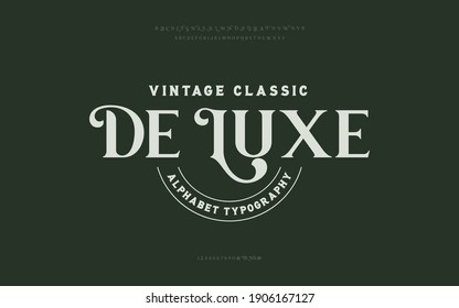 Classic typography serif font. Uppercase, lowercase, ligatures, ampersand, alternate, and number. Vector illustration word. Lettering Minimal Fashion Designs Romance Elegant. 