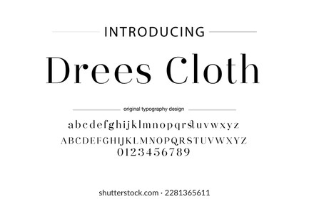 Classic typography serif font. Uppercase, lowercase, ligatures, ampersand, alternate, and number. Vector illustration word. Lettering Minimal Fashion Designs Romance Elegant.