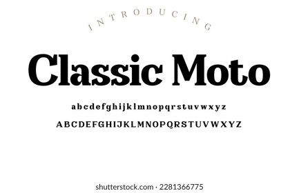 Classic typography serif font. Uppercase, lowercase, ligatures, ampersand, alternate, and number. Vector illustration word. Lettering Minimal Fashion Designs Romance Elegant.