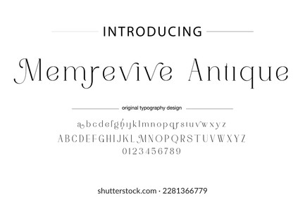 Classic typography serif font. Uppercase, lowercase, ligatures, ampersand, alternate, and number. Vector illustration word. Lettering Minimal Fashion Designs Romance Elegant.