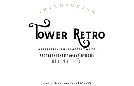 Classic typography serif font. Uppercase, lowercase, ligatures, ampersand, alternate, and number. Vector illustration word. Lettering Minimal Fashion Designs Romance Elegant.