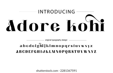 Classic typography serif font. Uppercase, lowercase, ligatures, ampersand, alternate, and number. Vector illustration word. Lettering Minimal Fashion Designs Romance Elegant.