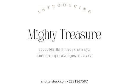 Classic typography serif font. Uppercase, lowercase, ligatures, ampersand, alternate, and number. Vector illustration word. Lettering Minimal Fashion Designs Romance Elegant.