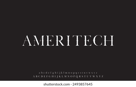 Classic typography serif font. Uppercase, lowercase, ligatures, ampersand, alternate, and number. Vector illustration word.
