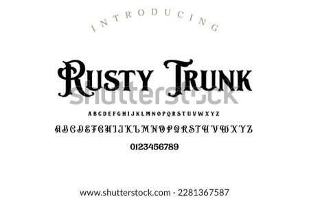 Classic typography serif font. Uppercase, lowercase, ligatures, ampersand, alternate, and number. Vector illustration word. Lettering Minimal Fashion Designs Romance Elegant.