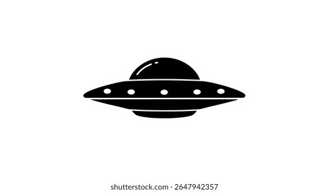 Classic UFO Silhouette - Ícone isolado de espaçonave alienígena para projetos e logotipos de ficção científica retrô