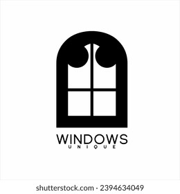 Classic unique window illustration icon logo design.