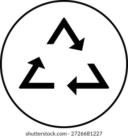 Símbolo clásico del reciclaje universal en un círculo que representa la sostenibilidad, la conservación del medio ambiente y la gestión de residuos