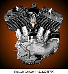 Classic V Twin Engine Vector Template