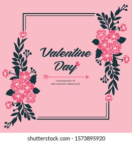 Classic valentine day card, with abstract pink flower frame. Vector