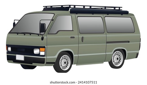 Classic van isolated on white background. Graphic vector