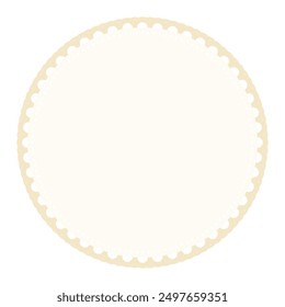 Classic Vanilla Brown Circle Border Frame with Lace Edges Decoration Blank Sticker Label Background