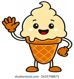 A classic vanilla ice cream character in soft white tones, with creamy swirls and a charming smile. Its neutral color makes it versatile for many design palettes.