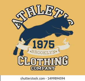 classic varsity athletic print and tiger silhouette print