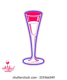 Classic vector 3d champagne goblet, alcohol beverage theme illustration. Lifestyle graphic realistic design element,?? celebration idea object, eps8.
