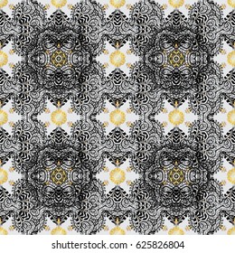 Classic vector dim seamless pattern. Seamless pattern on gray background with dim elements. Traditional orient ornament. Classic vintage background.