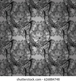 Classic vector dim seamless pattern. Seamless pattern on gray background with dim elements. Traditional orient ornament. Classic vintage background.