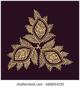 Classic vector elegant element in Indian style for apparel and invitation design.