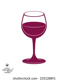 Classic vector goblet, stylish alcohol theme illustration. Lifestyle graphic design element - dating idea holiday glass of wine.