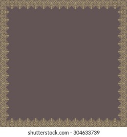 Classic vector golden frame with arabesques and orient elements. Abstract fine ornament