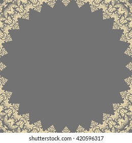 Classic vector golden frame with arabesques and orient elements. Abstract fine ornament with place for text