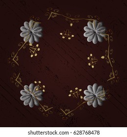 Classic vector golden pattern. Vector illustration. Pattern on brown background with golden elements. Classic vintage background. Traditional orient ornament.