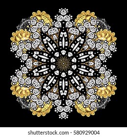 Classic vector golden pattern. On black background with golden elements. Classic vintage background. Vector illustration. Traditional orient ornament.