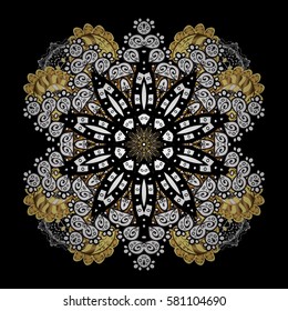 Classic vector golden pattern. Traditional orient ornament, classic vintage background. On black background with golden elements.