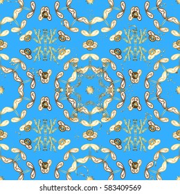 Classic vector golden pattern. Traditional orient ornament. Classic vintage background. Pattern on blue background with golden elements.